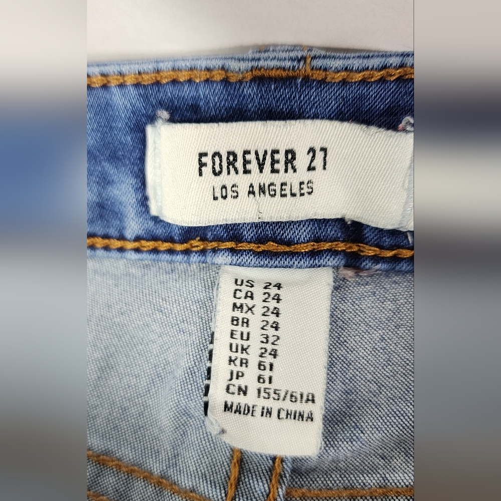 FOREVER 21 WOMEN'S CROP JEGGINGS SIZE 24, BLUE - Picture 7 of 13